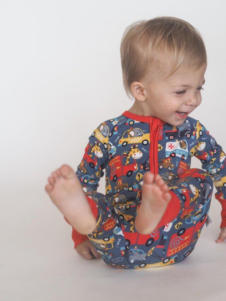 Bamboo Convertible Footie Romper - Emergency (Ambulances, Fire Engines & Cars) - Image 2