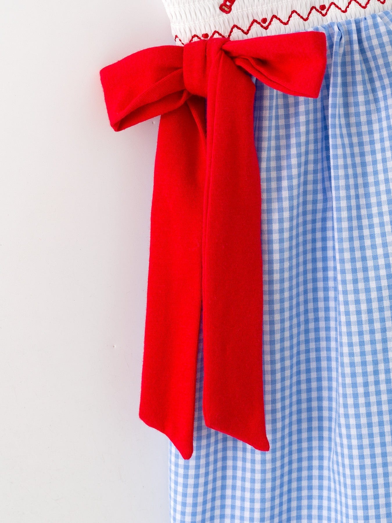 Toddler Girls Baseball Smocked Dress - Blue Plaid Summer Outfit - Image 3