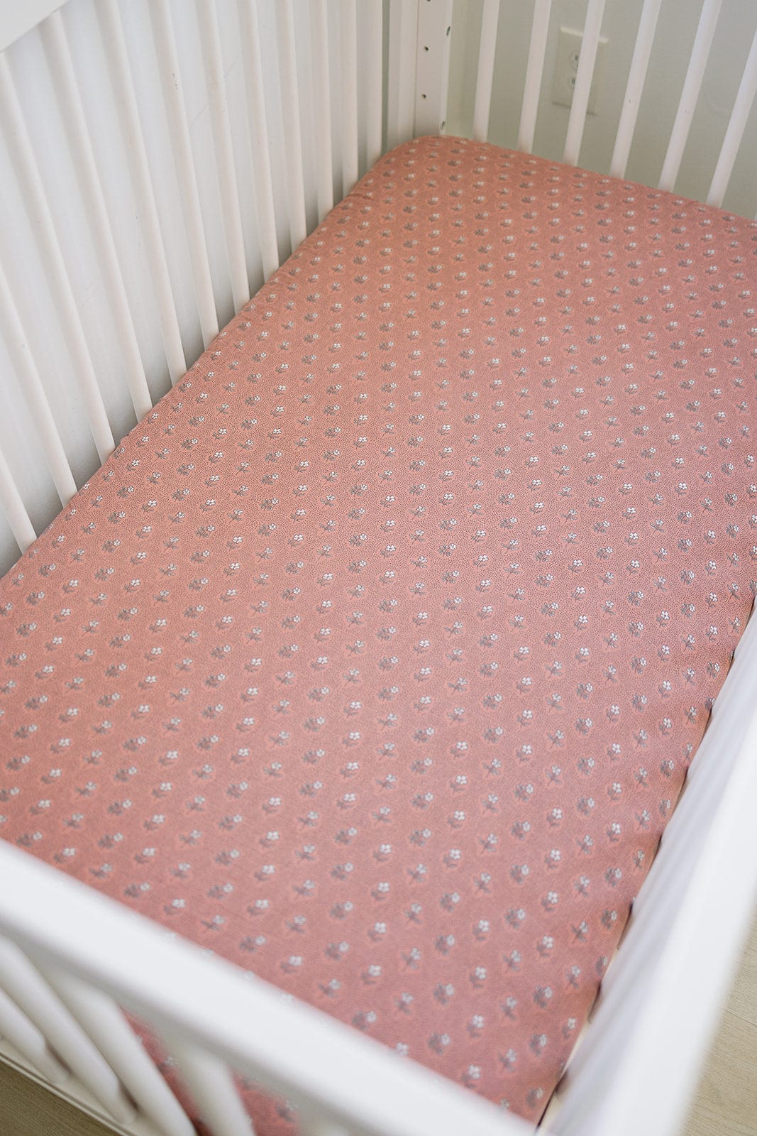 Vintage Pink Floral Muslin Crib Sheet - Image 2