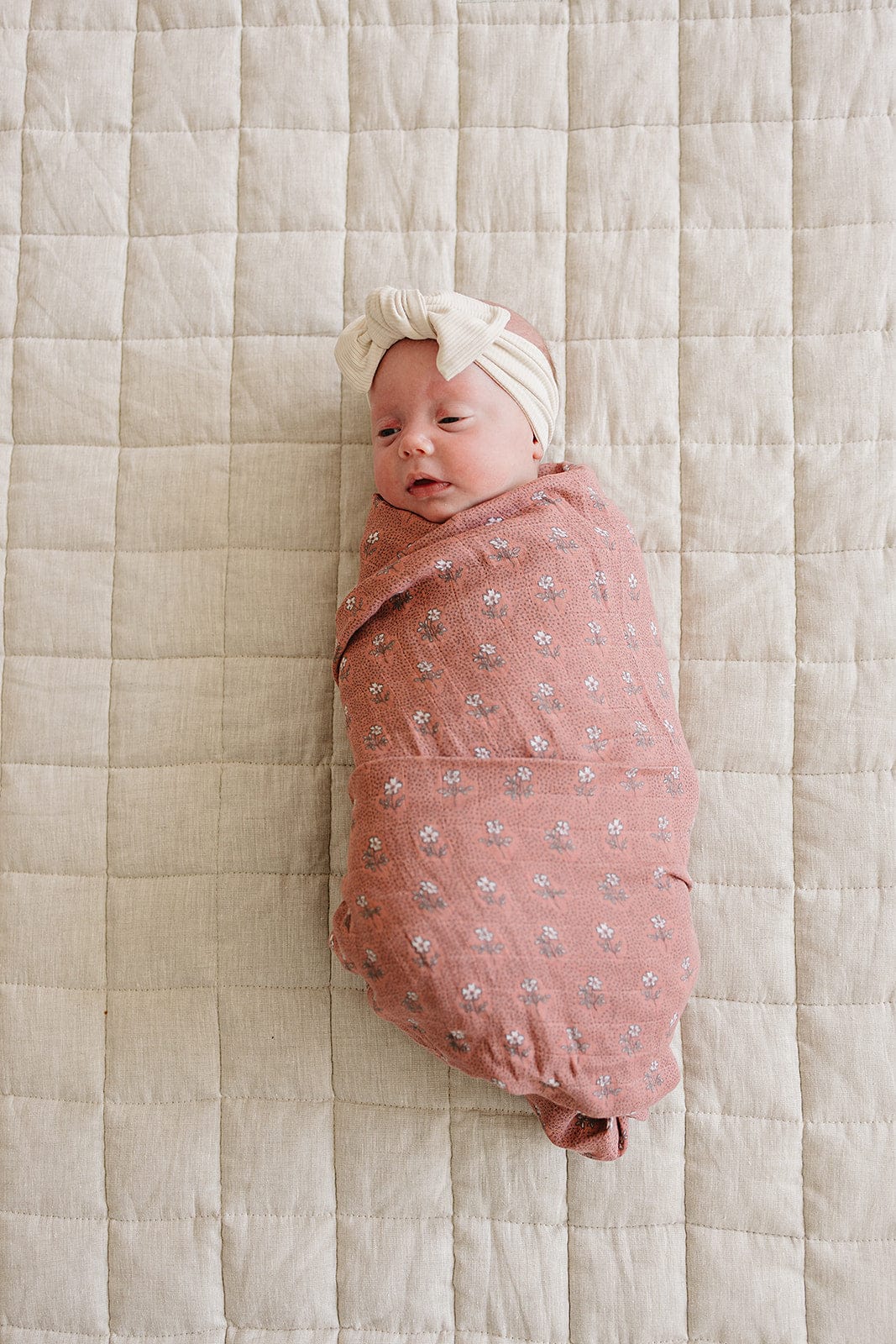 Vintage Pink Floral Muslin Swaddle Blanket - Image 2