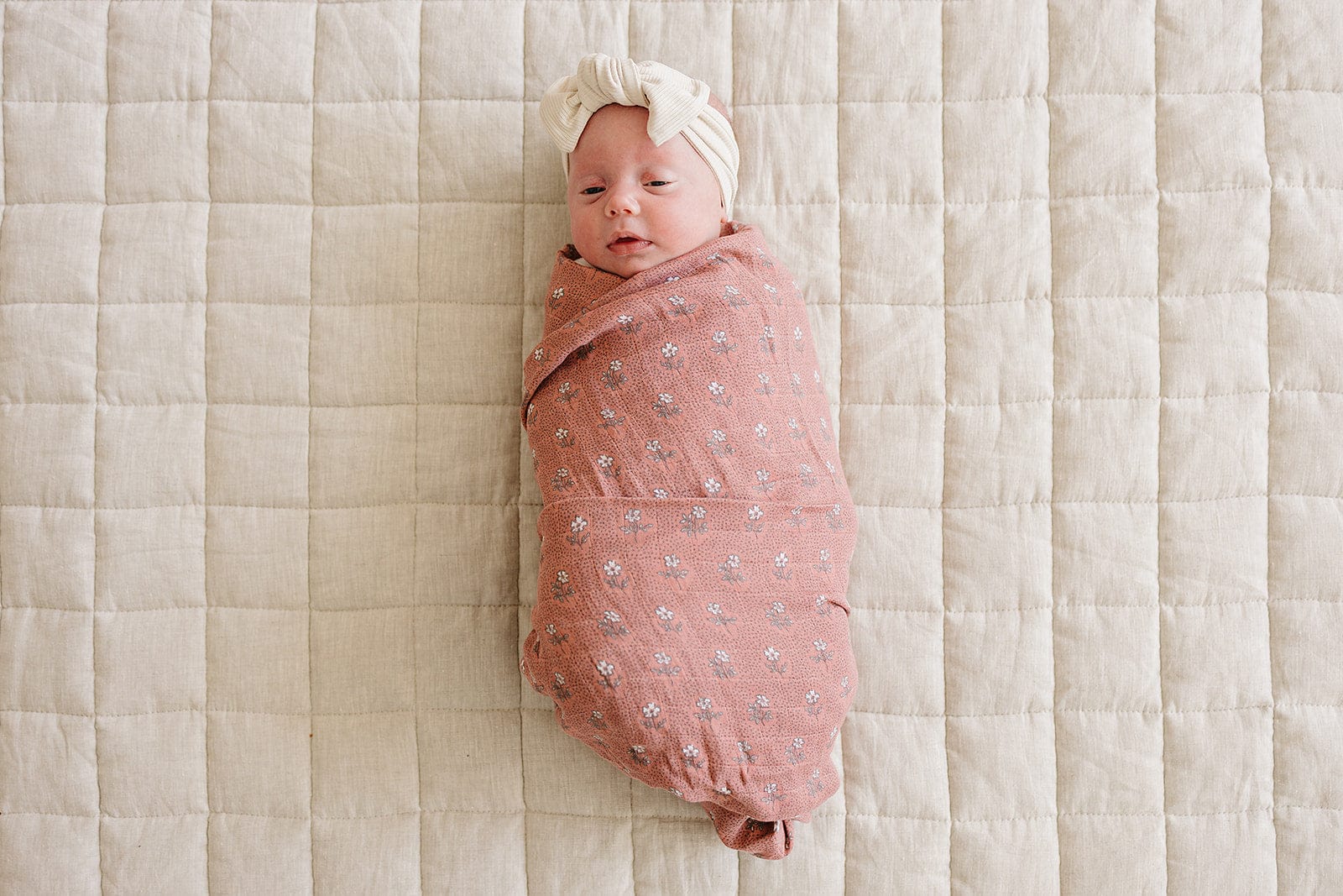 Vintage Pink Floral Muslin Swaddle Blanket - Image 3