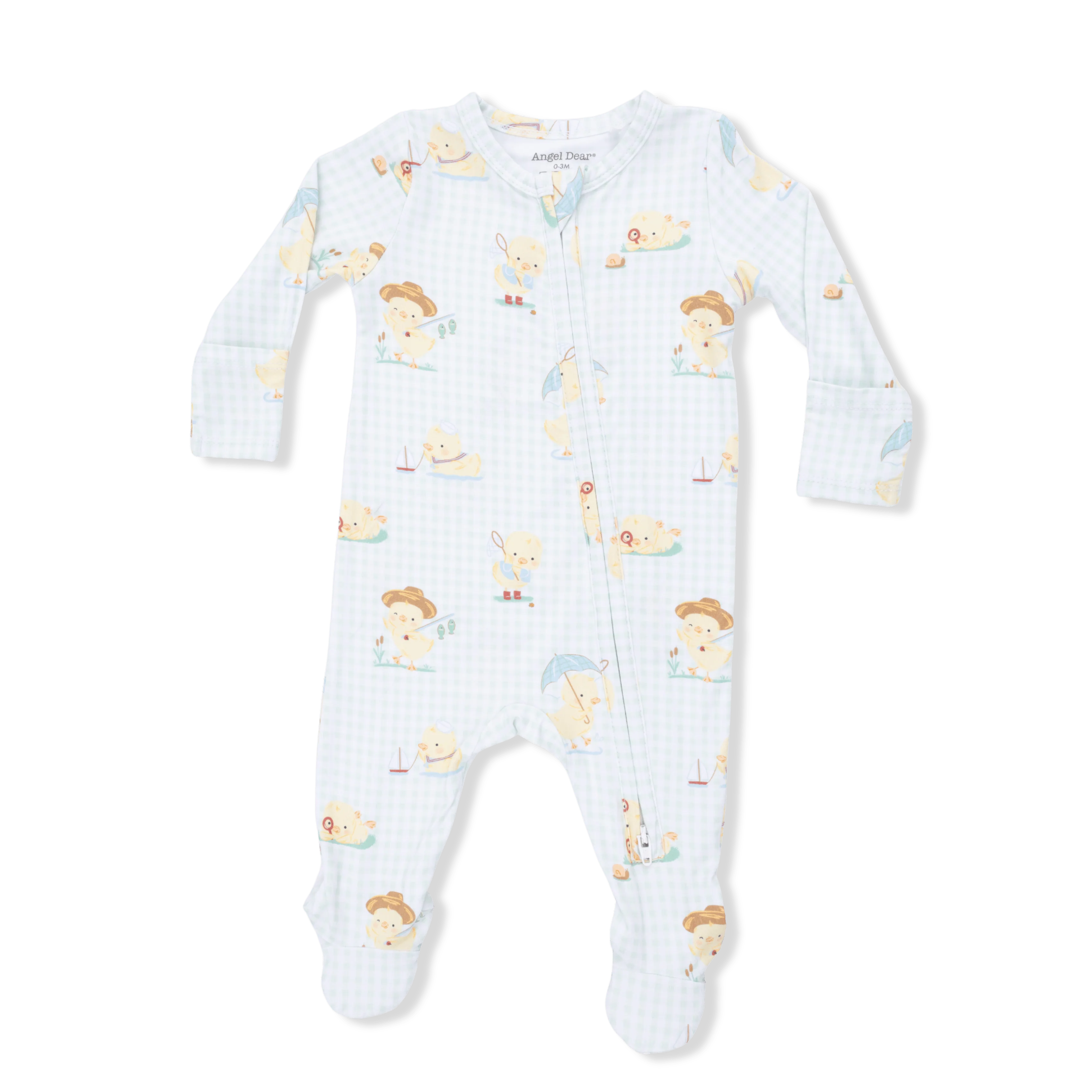 Footie with 2-Way Zipper - Vintage Spring Ducklings Green - Image 3