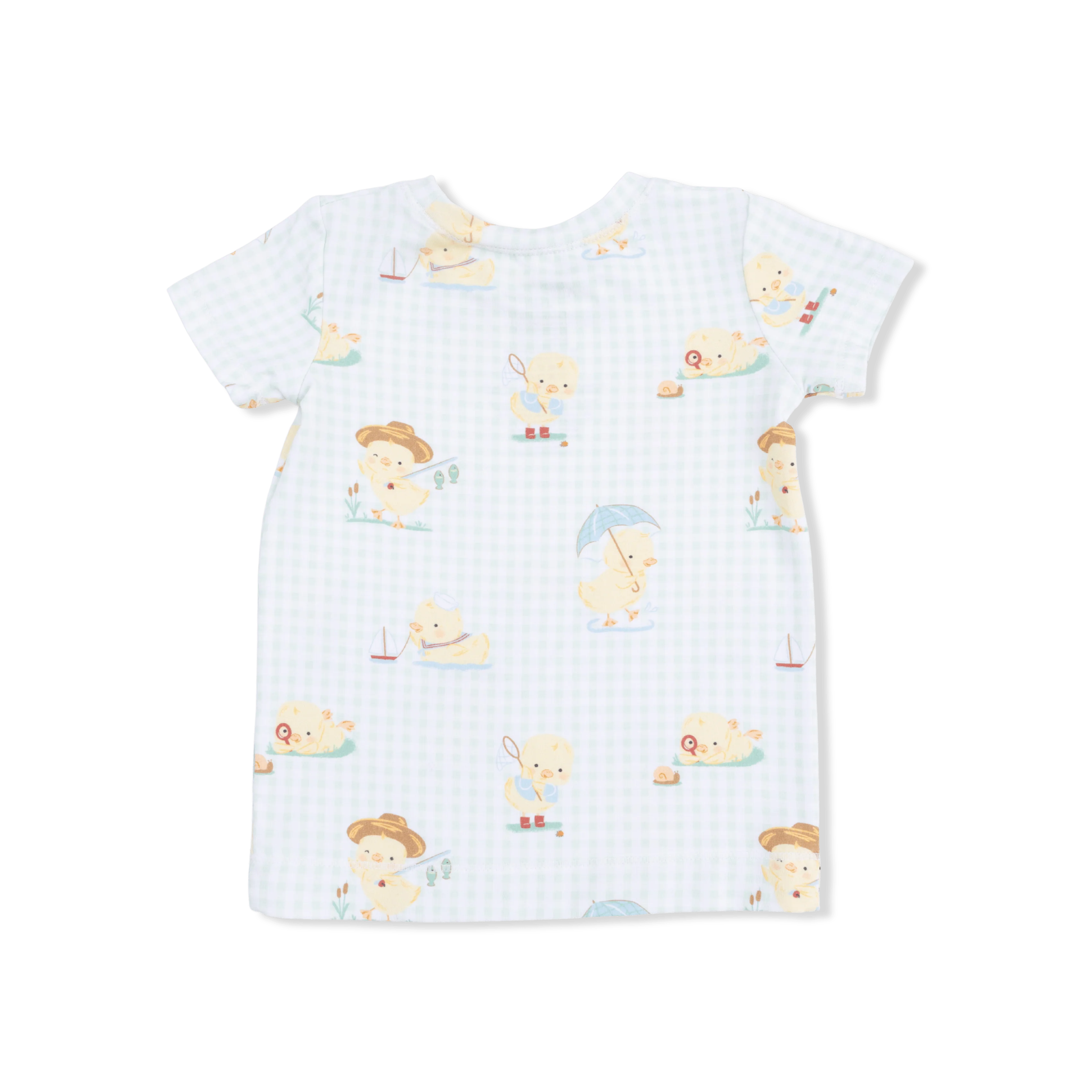 Short Sleeve Pajama Set with Shorts - Vintage Spring Ducklings Green - Image 2