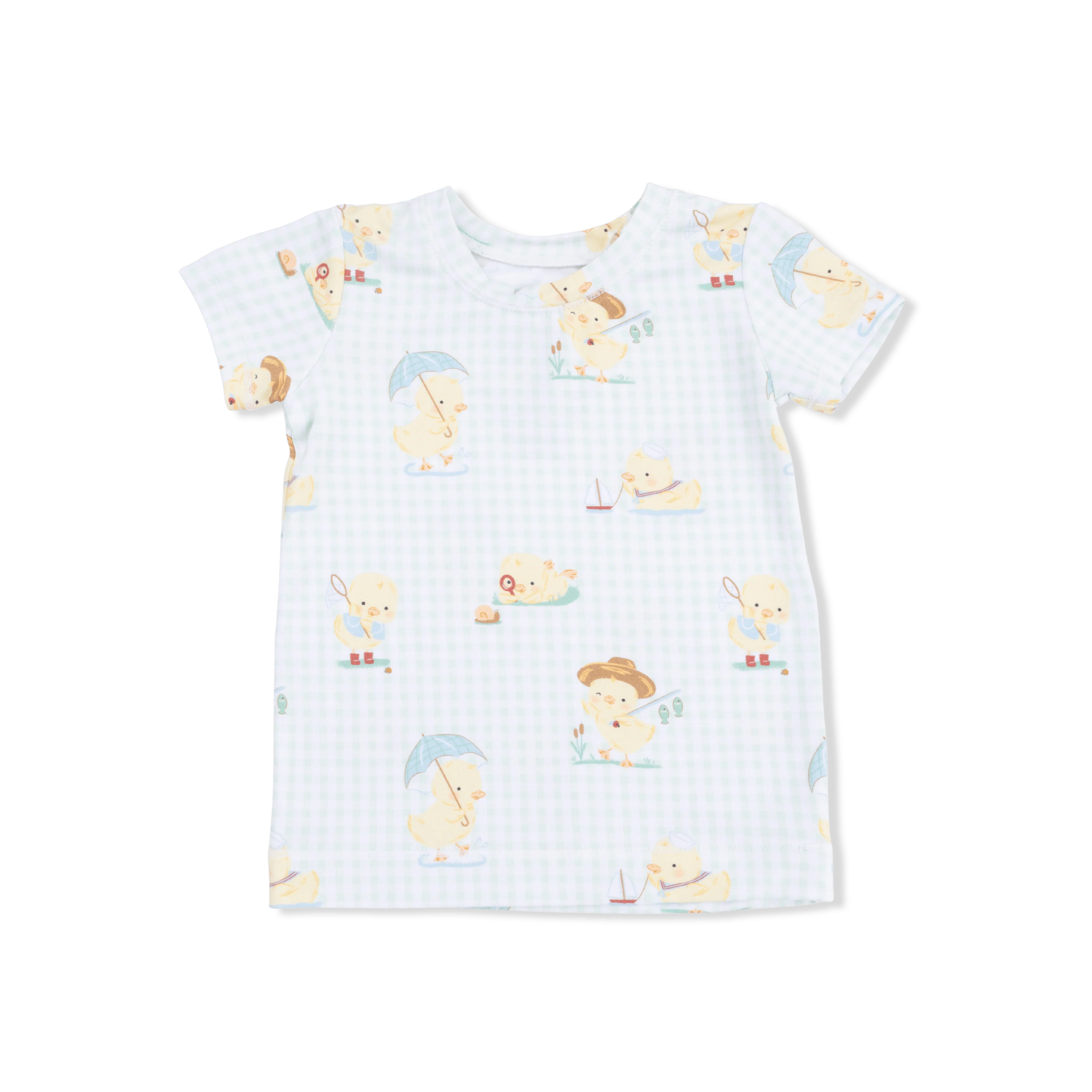 Short Sleeve Pajama Set with Shorts - Vintage Spring Ducklings Green - Image 3
