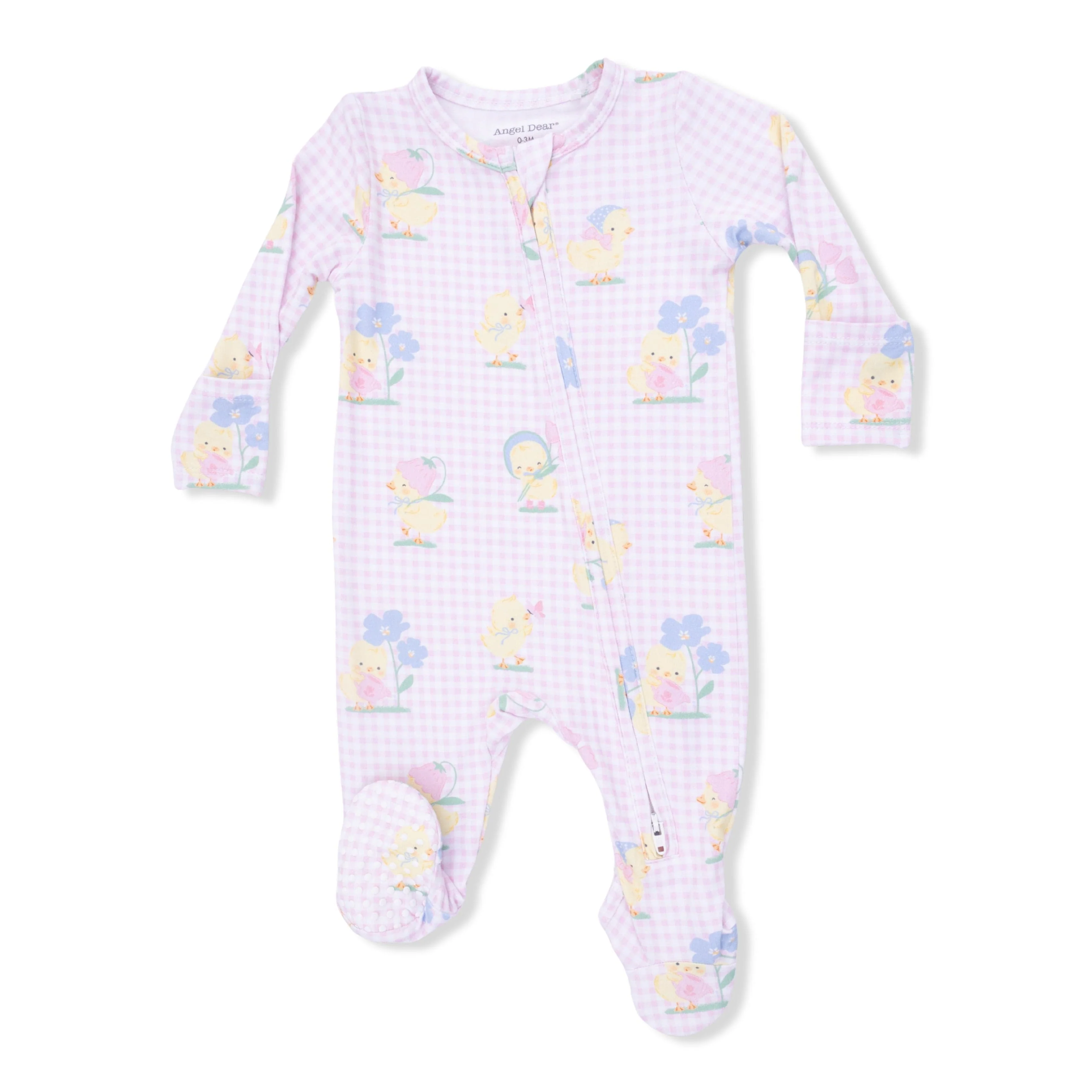 Footie with 2-Way Zipper - Vintage Spring Ducklings Pink - Image 2