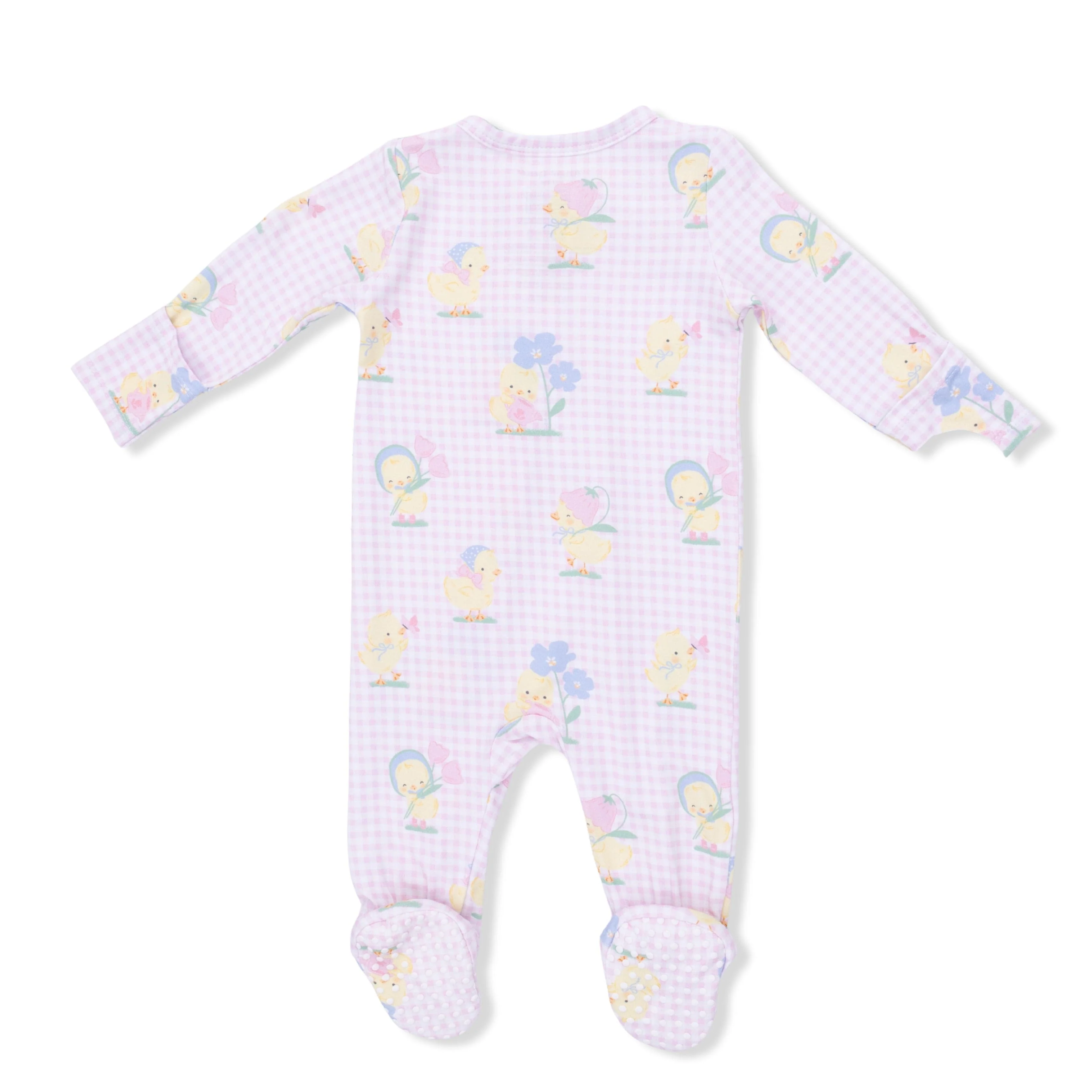 Footie with 2-Way Zipper - Vintage Spring Ducklings Pink - Image 3