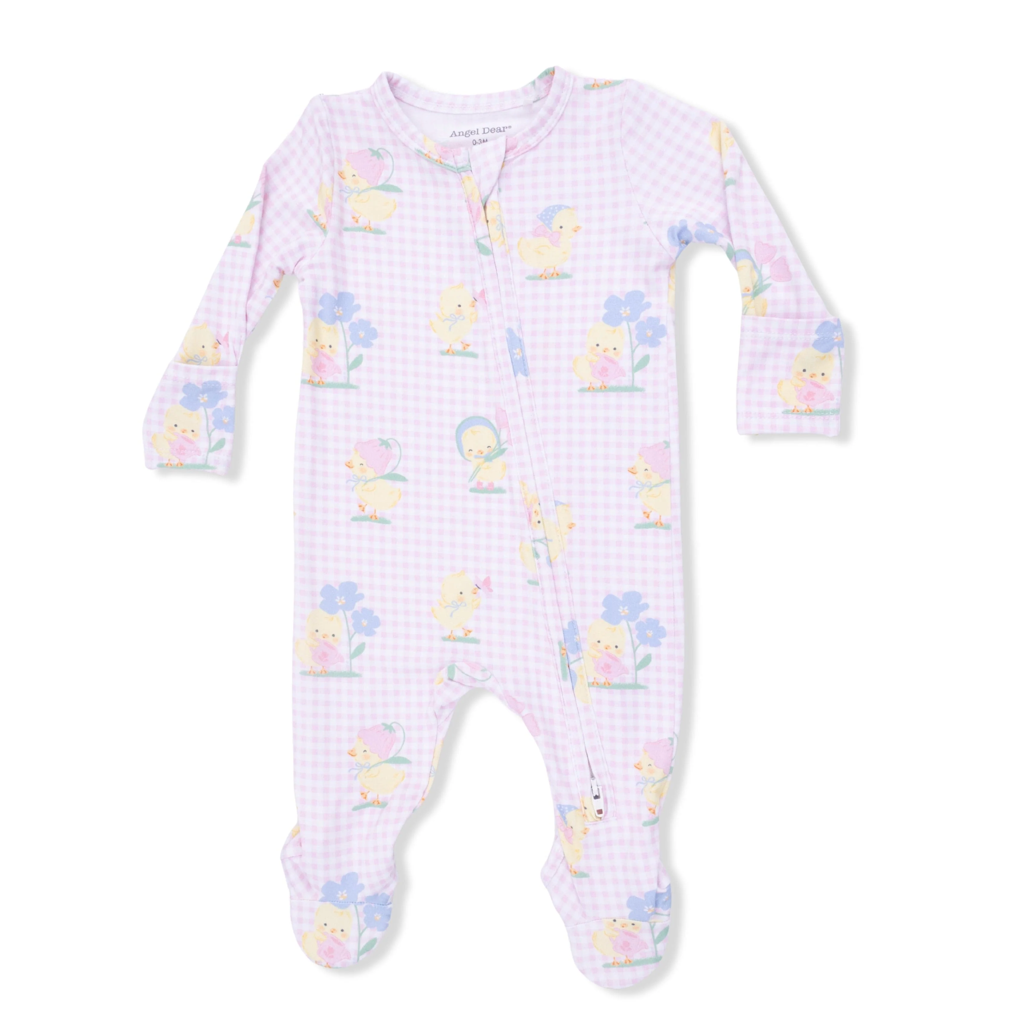 Footie with 2-Way Zipper - Vintage Spring Ducklings Pink - Image 4