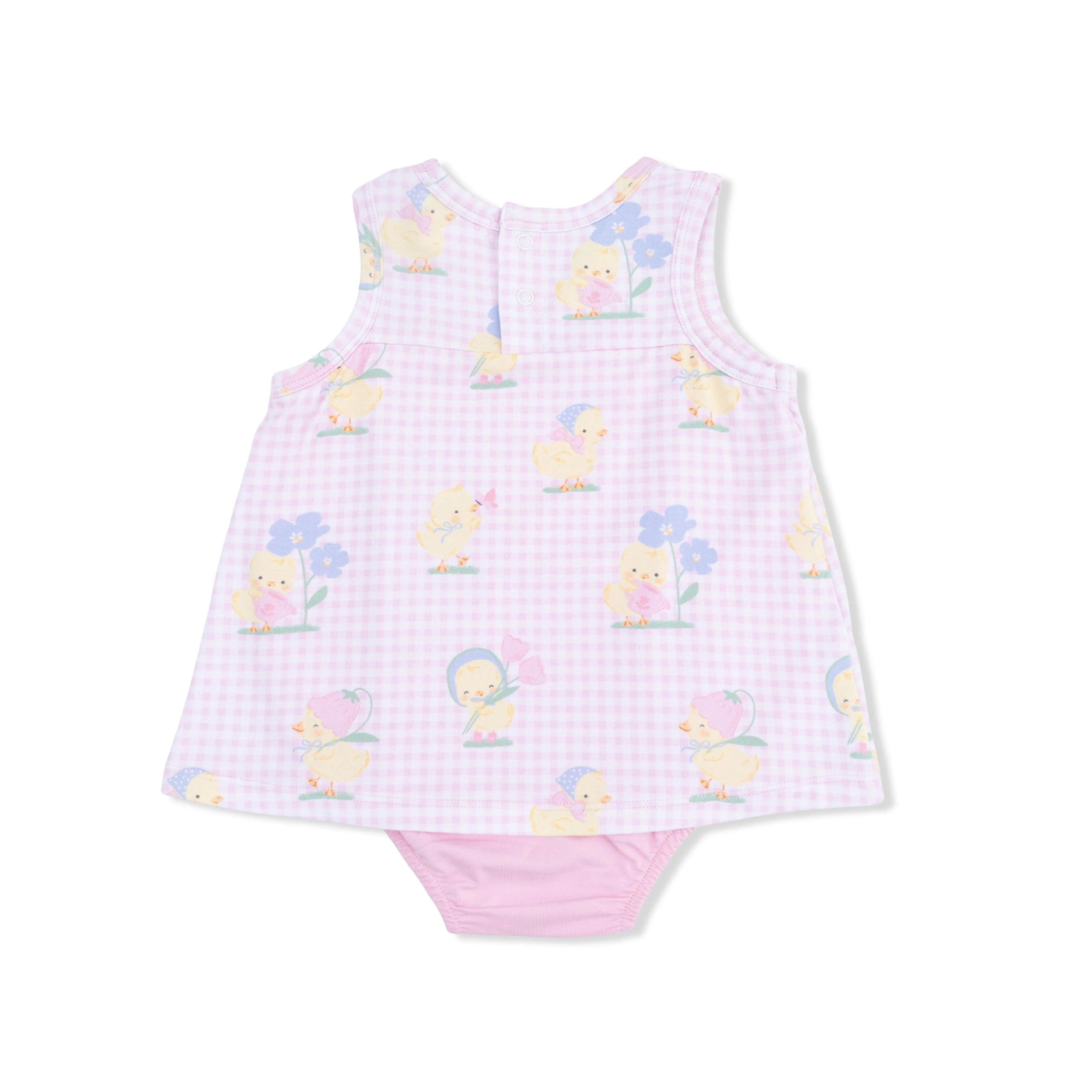 A-Line Bodysuit Dress - Vintage Spring Ducklings Pink - Image 2
