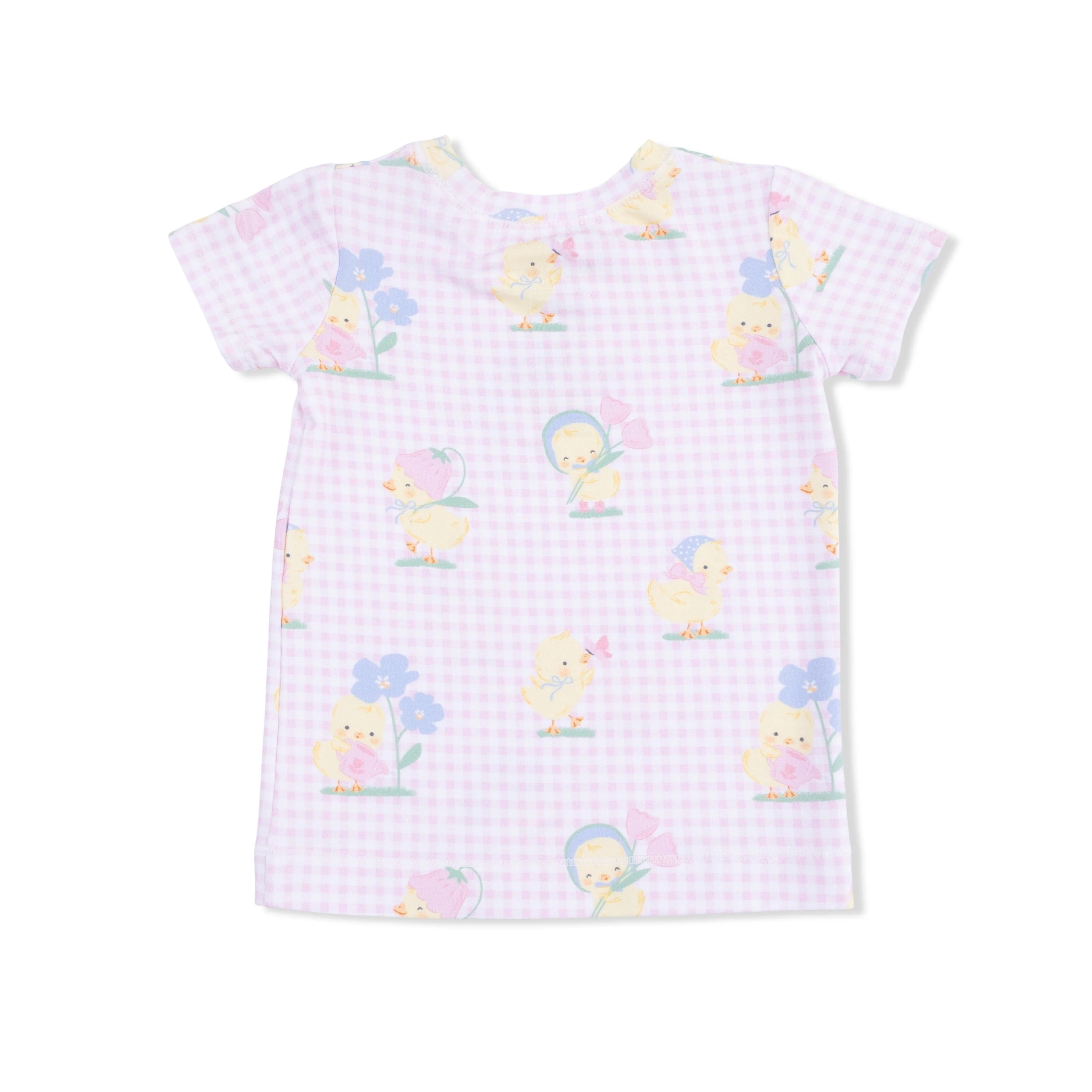 Short Sleeve Pajama Set with Shorts - Vintage Spring Ducklings Pink - Image 4