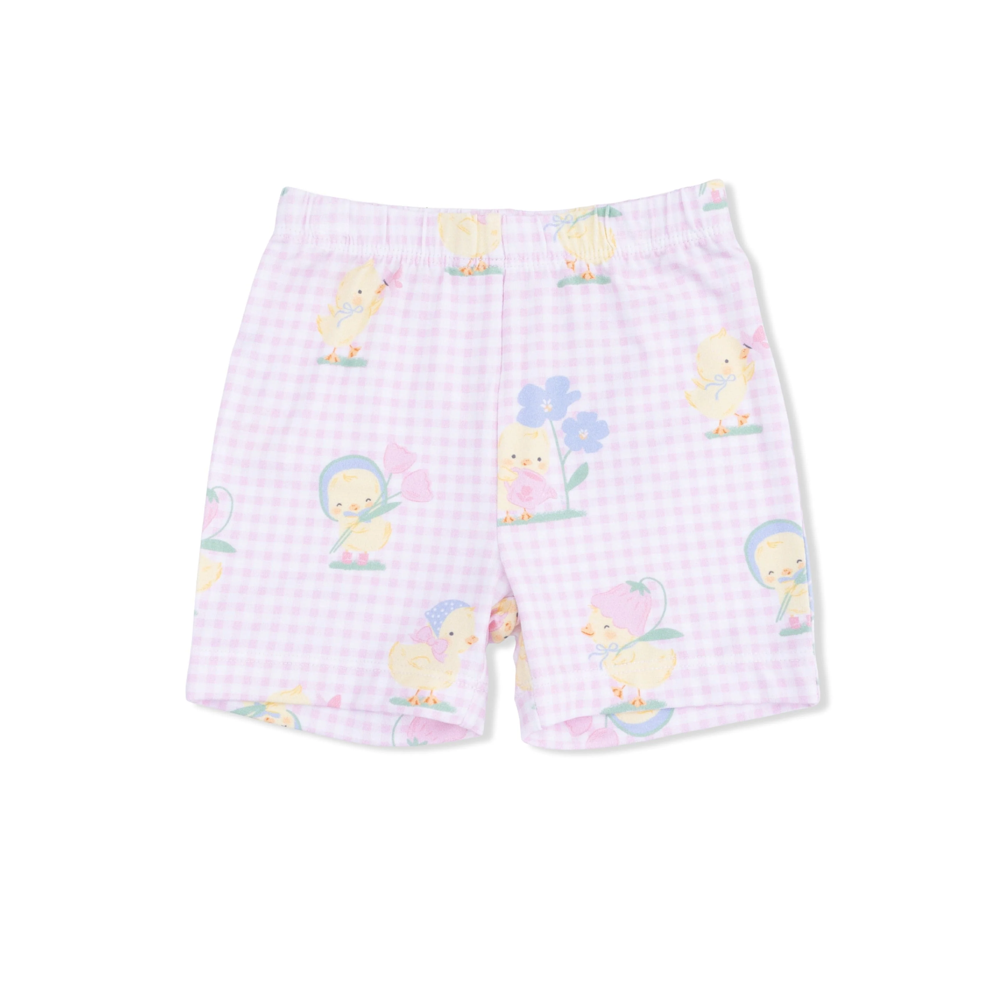 Short Sleeve Pajama Set with Shorts - Vintage Spring Ducklings Pink - Image 5