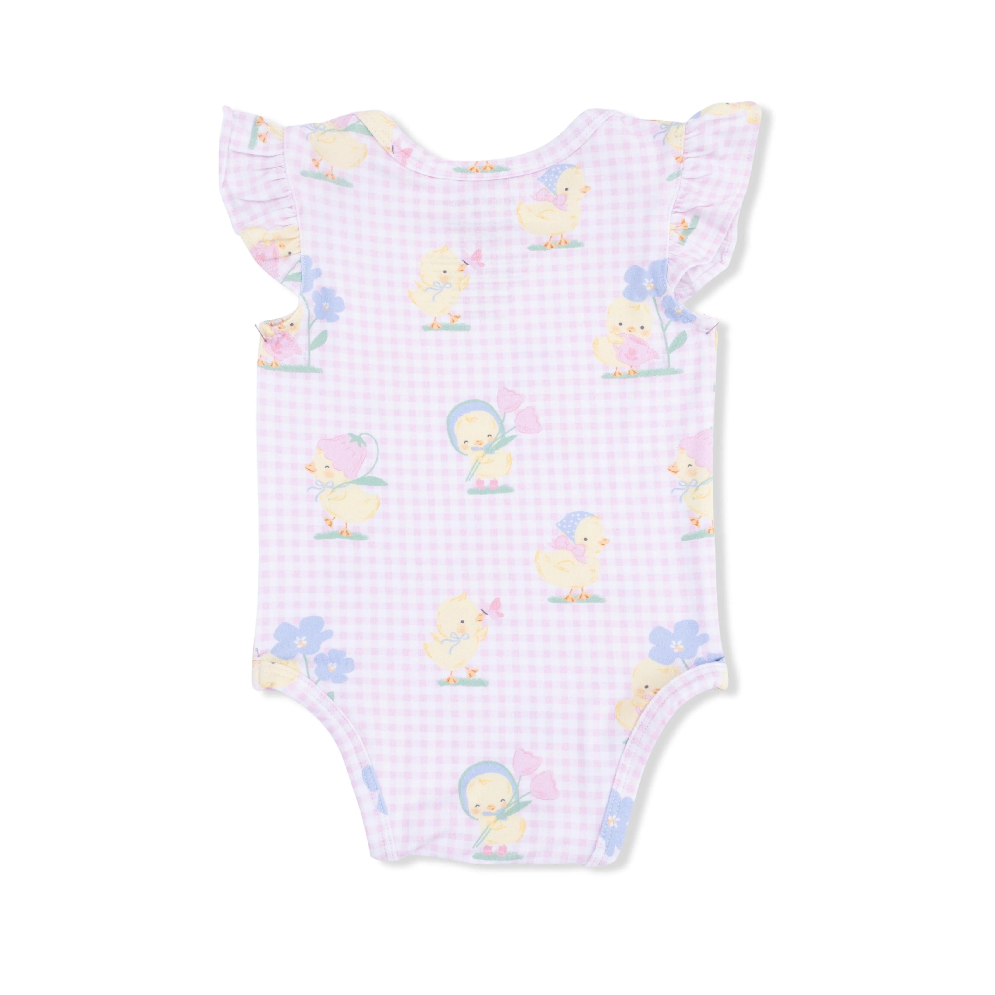 Ruffle Sleeve Bodysuit - Vintage Spring Ducklings Pink - Image 2