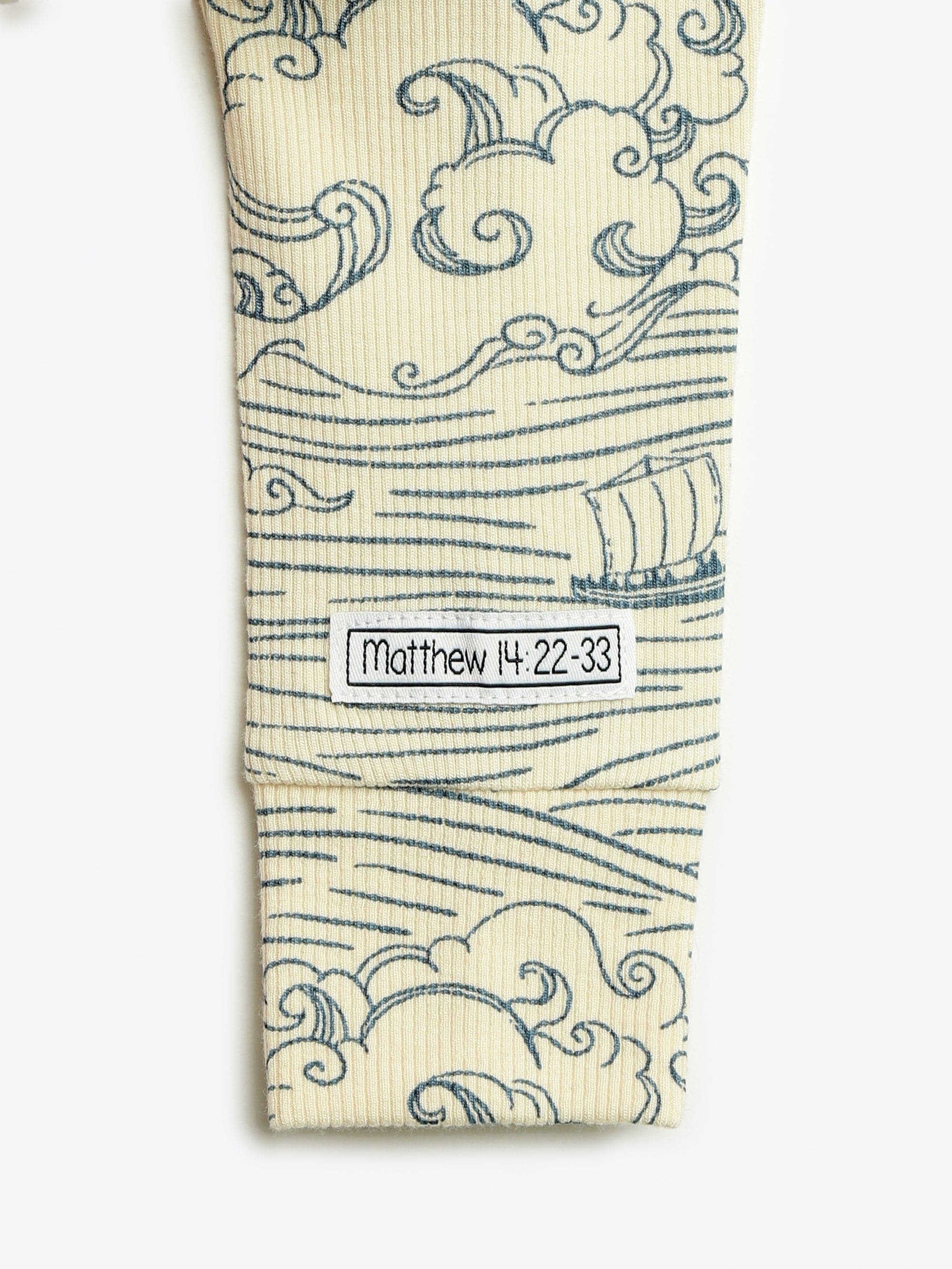 Walking on Water Ribbed Cotton-Bamboo Blend PJ Footed Onesie - Image 4