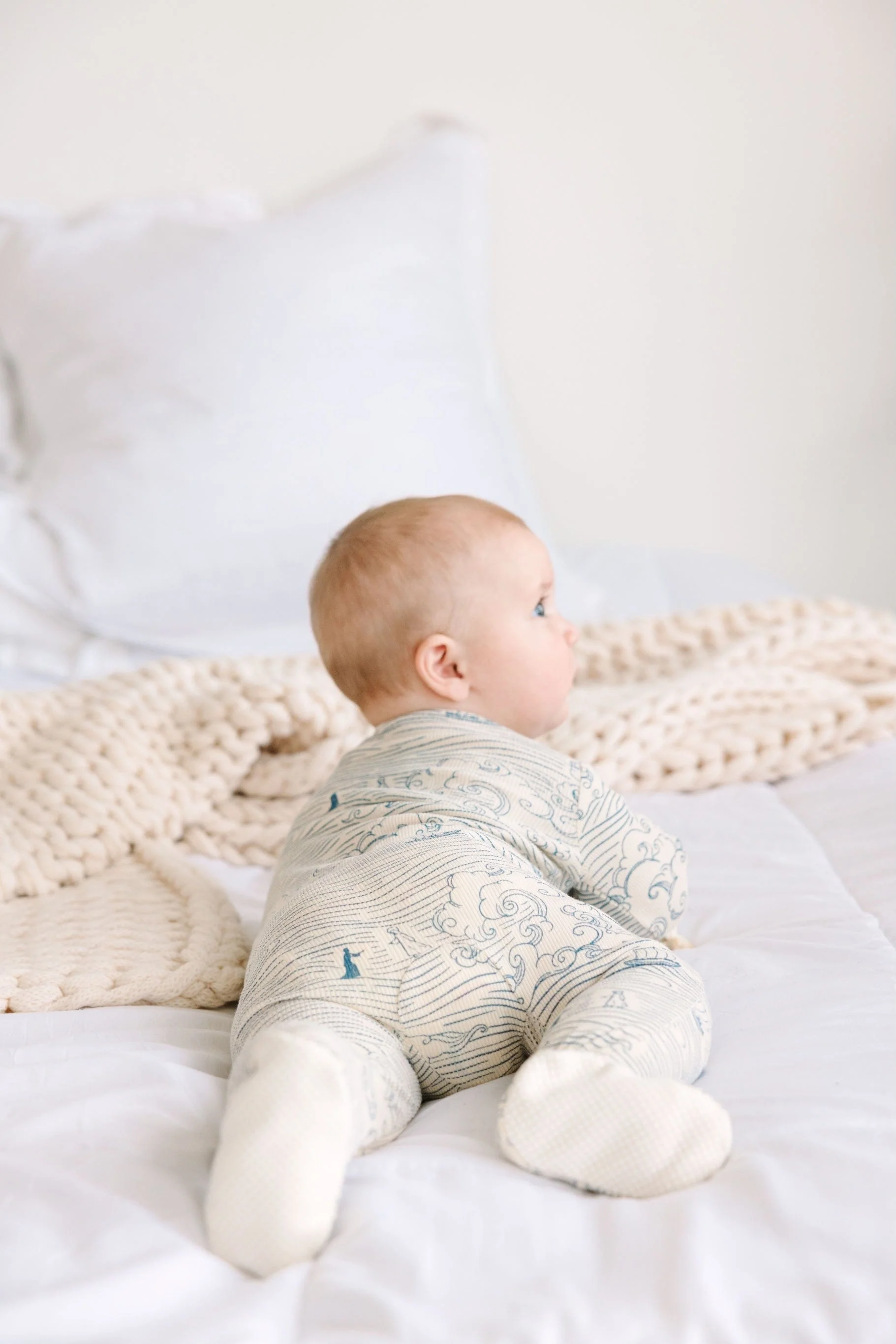 Walking on Water Ribbed Cotton-Bamboo Blend PJ Footed Onesie - Image 6
