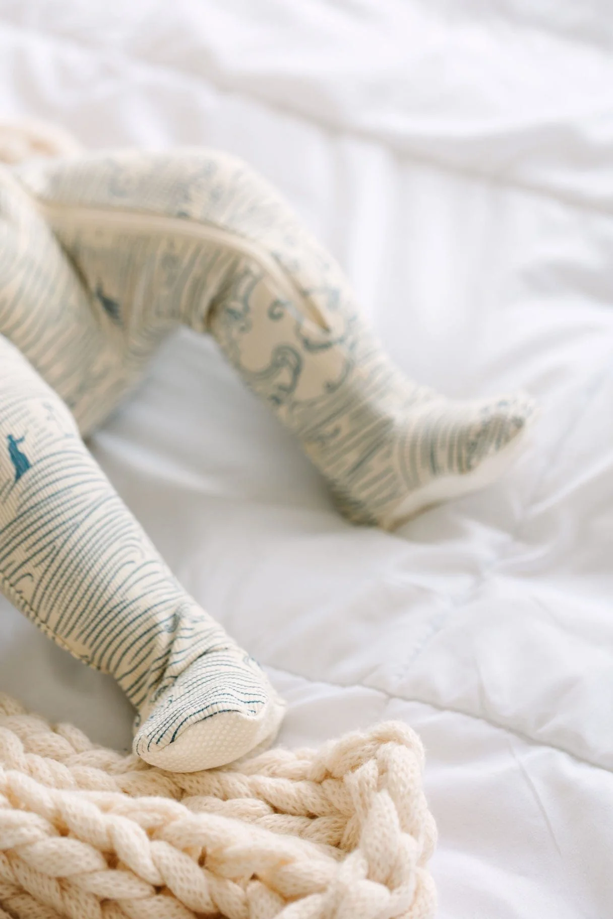 Walking on Water Ribbed Cotton-Bamboo Blend PJ Footed Onesie - Image 7