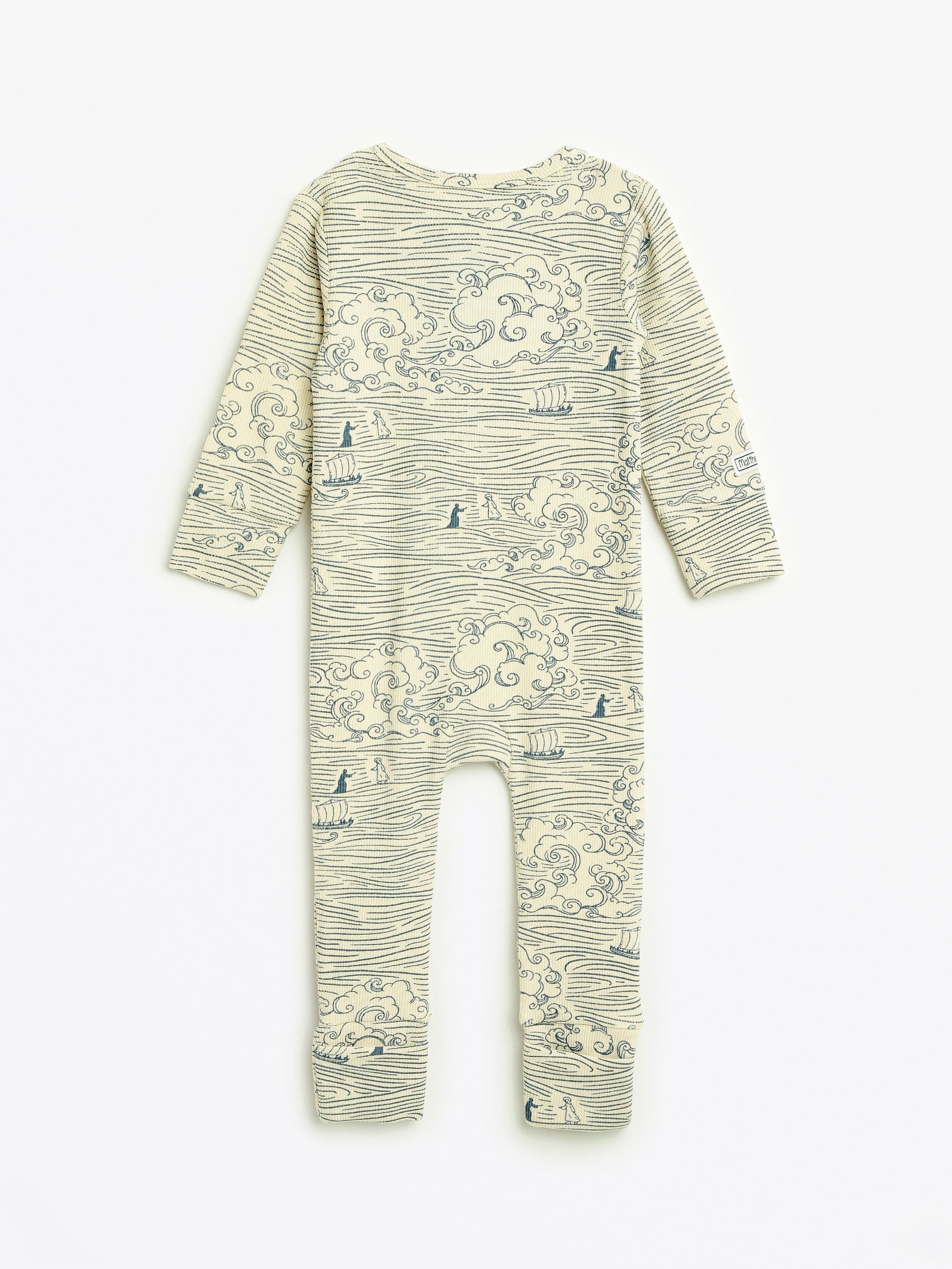Walking on Water Ribbed Cotton-Bamboo Blend PJ Footless Onesie - Image 3