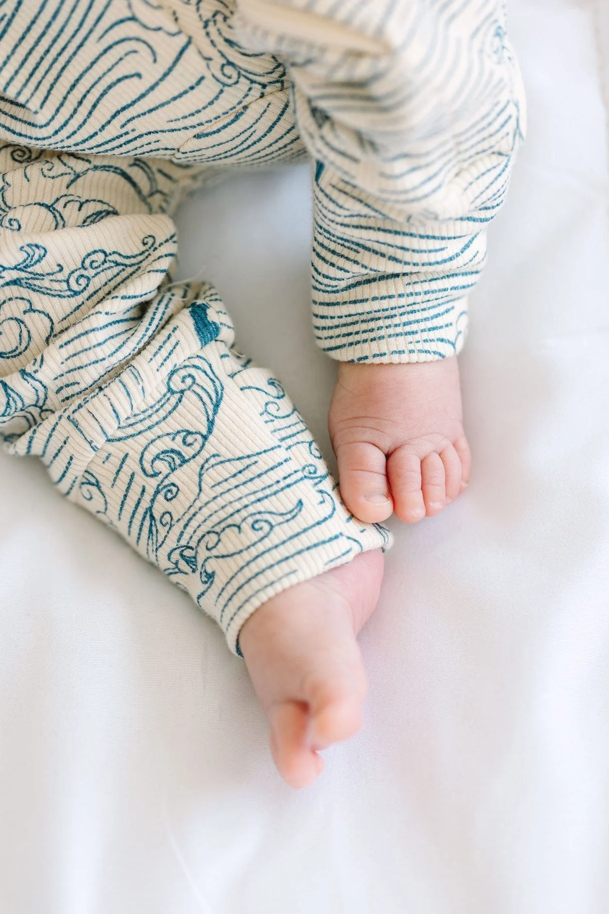 Walking on Water Ribbed Cotton-Bamboo Blend PJ Footless Onesie - Image 6