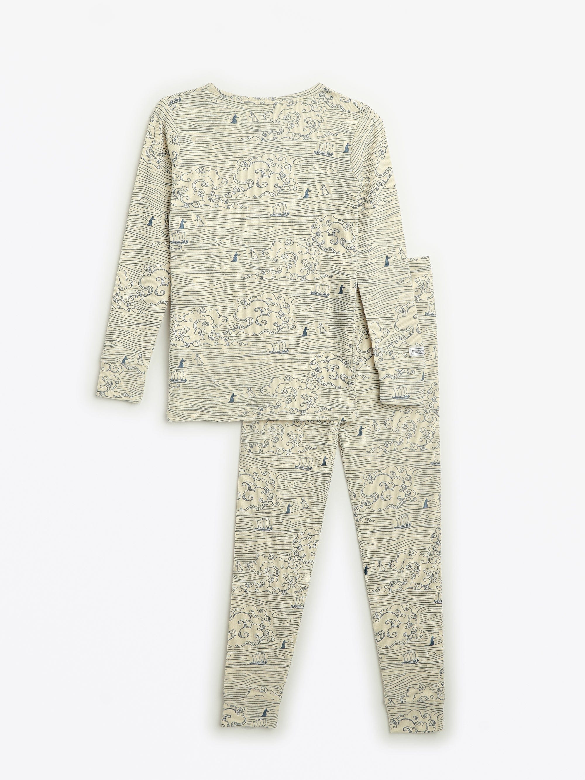 Walking on Water Ribbed Cotton-Bamboo Blend PJ Long Sleeve Set - Image 3