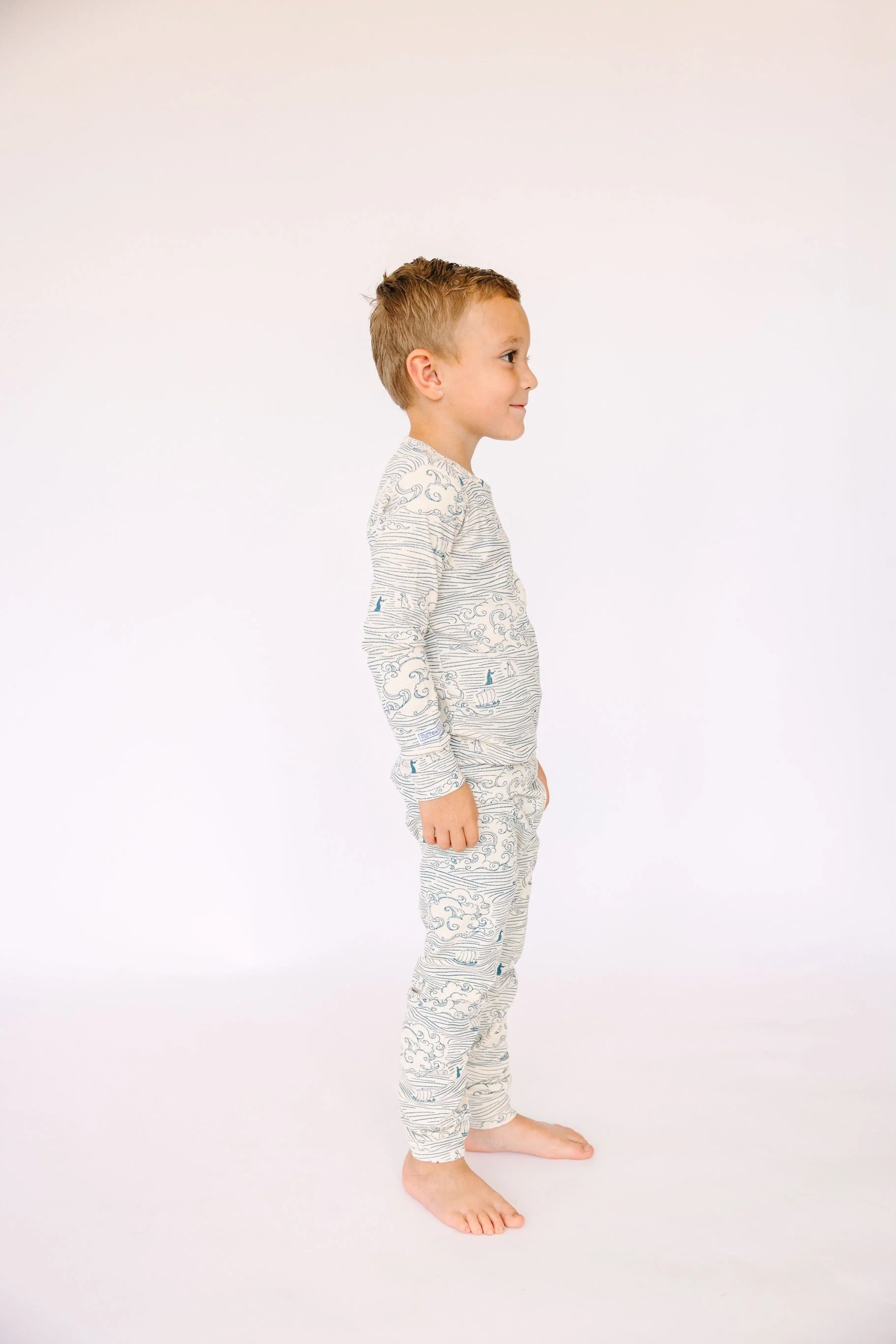 Walking on Water Ribbed Cotton-Bamboo Blend PJ Long Sleeve Set - Image 6