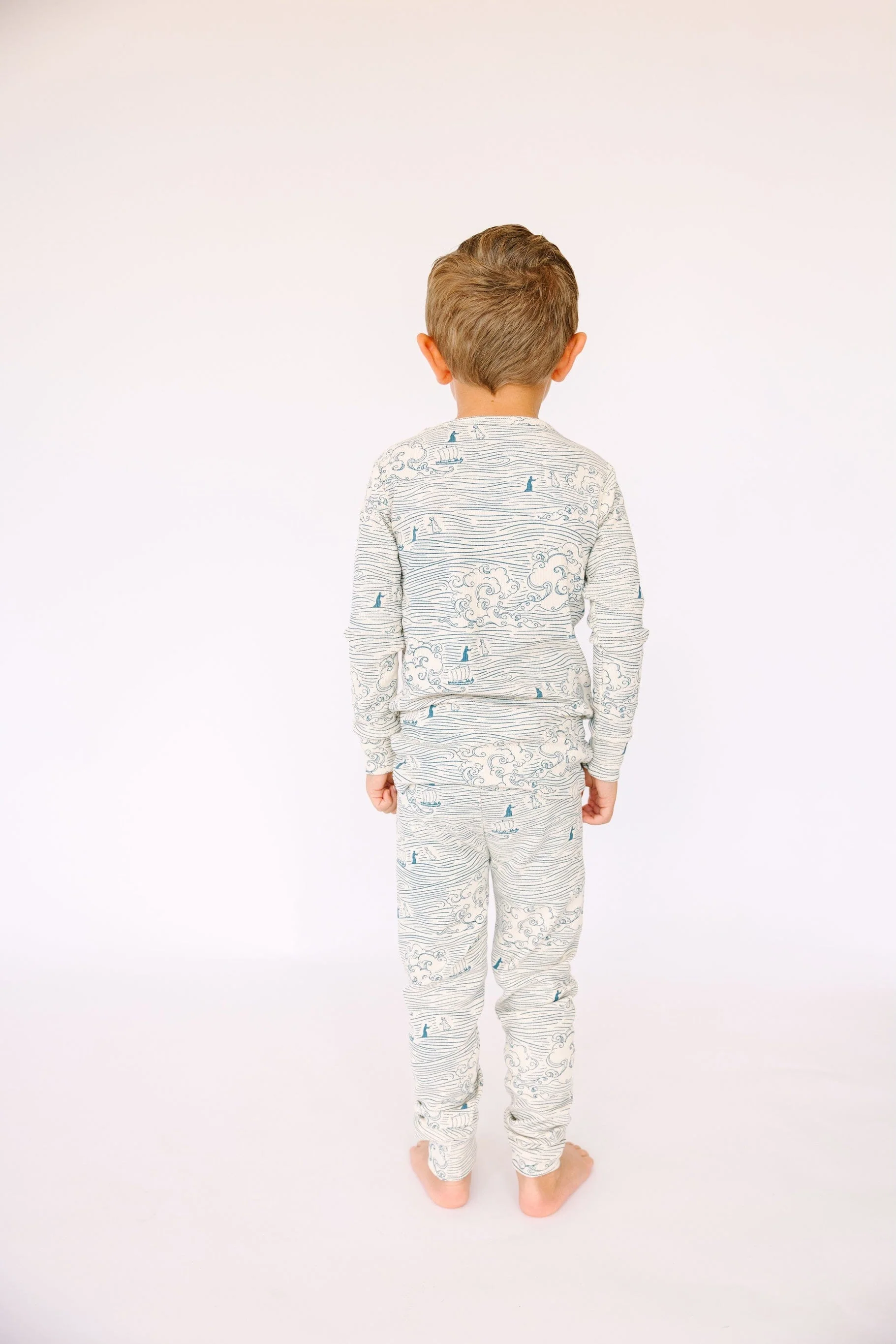 Walking on Water Ribbed Cotton-Bamboo Blend PJ Long Sleeve Set - Image 7
