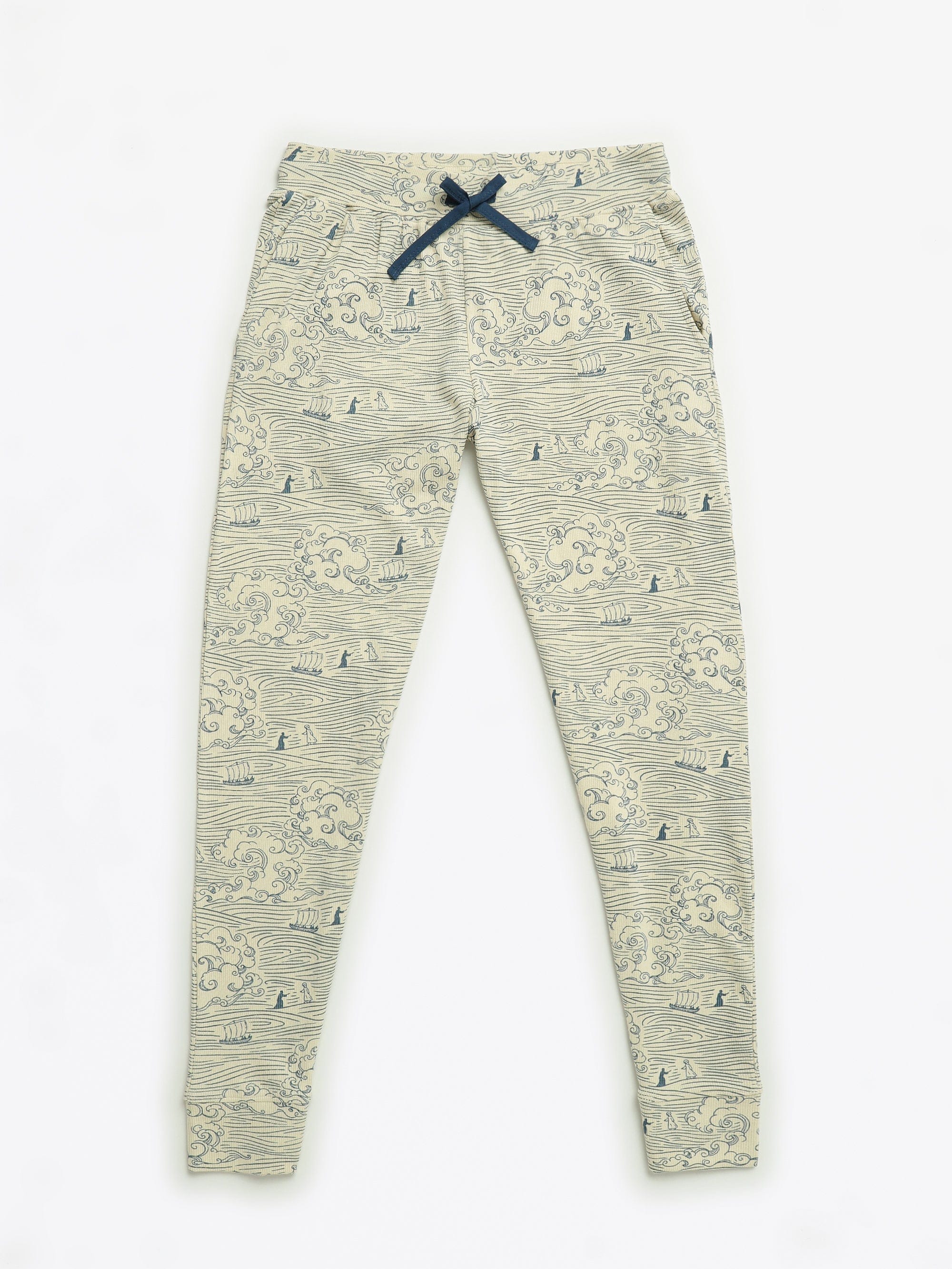 Walking on Water Ribbed Cotton-Bamboo Blend Womens PJ Jogger Set - Image 4