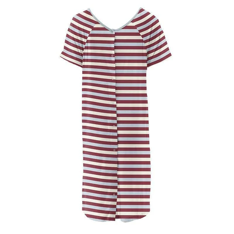 Women's Print Bamboo Labor and Delivery Hospital Gown - Playground Stripe - Image 2