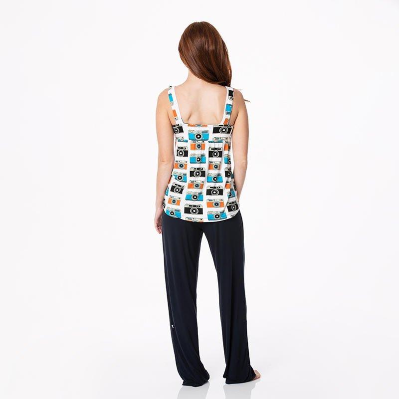 Women's Print Bamboo Twist Tank and Pajama Pants Set - Mom's Camera - Image 3