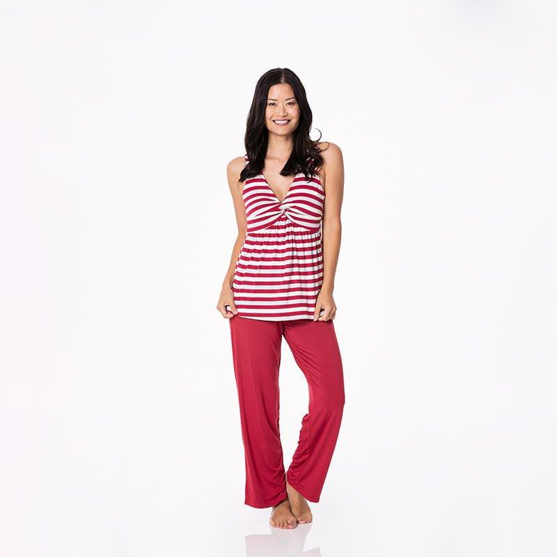 Women's Print Bamboo Twist Tank and Pajama Pants Set - Playground Stripe - Image 2