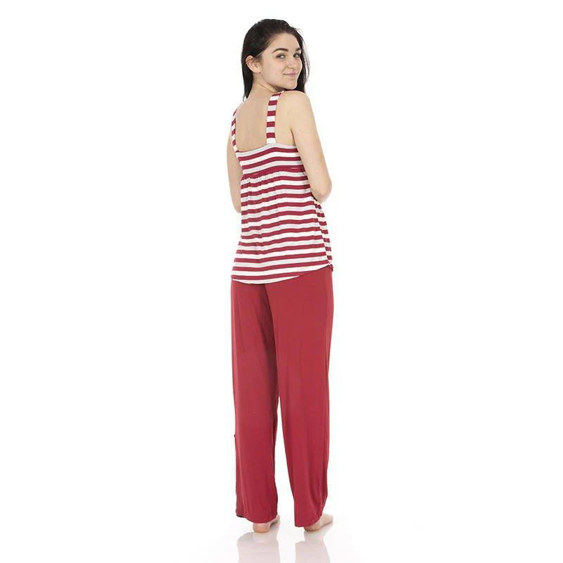 Women's Print Bamboo Twist Tank and Pajama Pants Set - Playground Stripe - Image 3