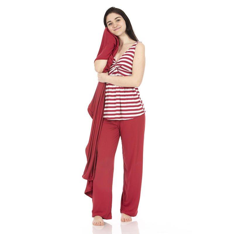 Women's Print Bamboo Twist Tank and Pajama Pants Set - Playground Stripe - Image 4
