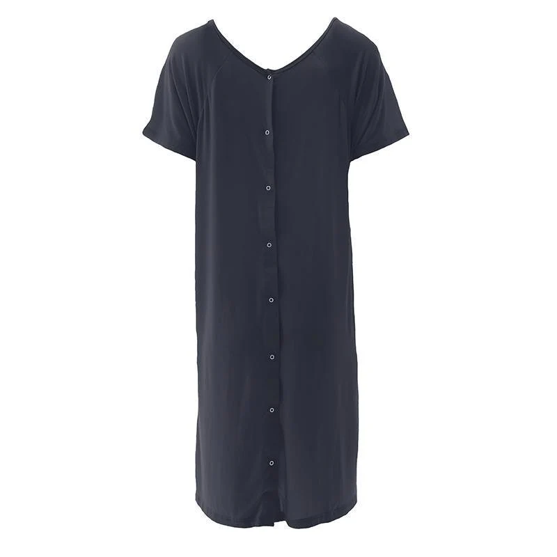 Women's Solid Bamboo Labor and Delivery Hospital Gown - Deep Space - Image 2