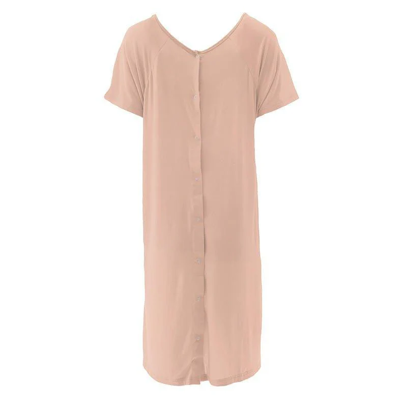 Women's Solid Bamboo Labor and Delivery Hospital Gown - Peach Blossom - Image 2